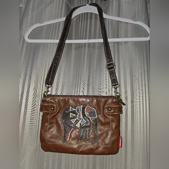 UNIONBAY Handbags - UNIONBAY Brown Crossbody Bag with Embroidered Elephant
